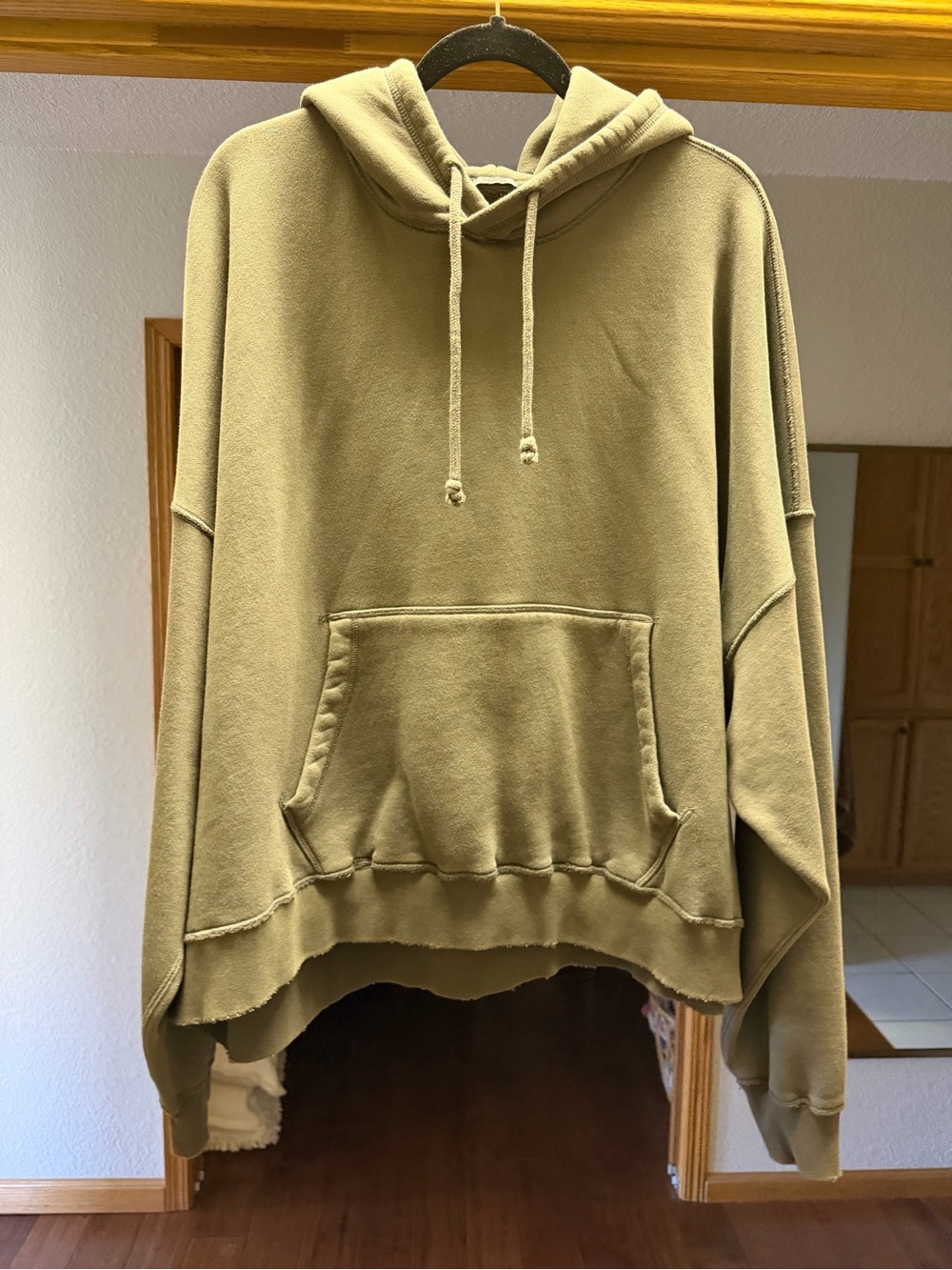 Abercrombie & Fitch Cropped Olive Hoodie